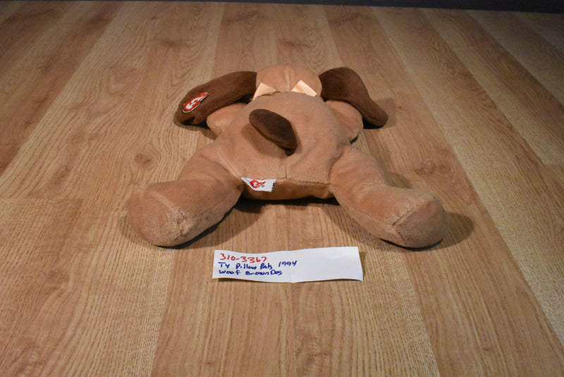 Ty Pillow Pals Woof the Brown Dog 1994 Plush