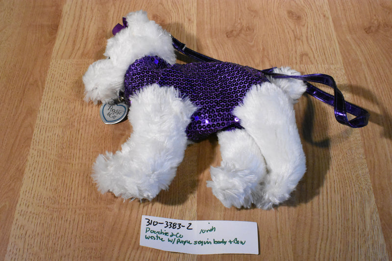 Poochie and Co. Westie Purple Sequins Plush Bag Purse