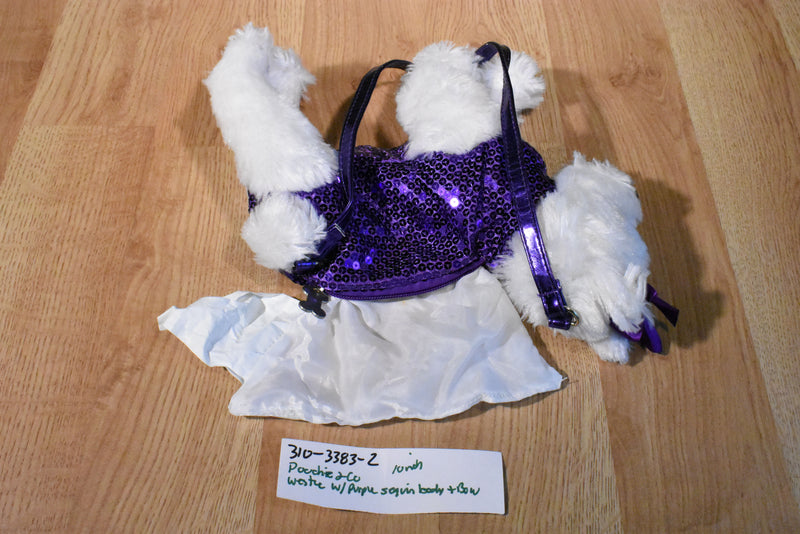 Poochie and Co. Westie Purple Sequins Plush Bag Purse