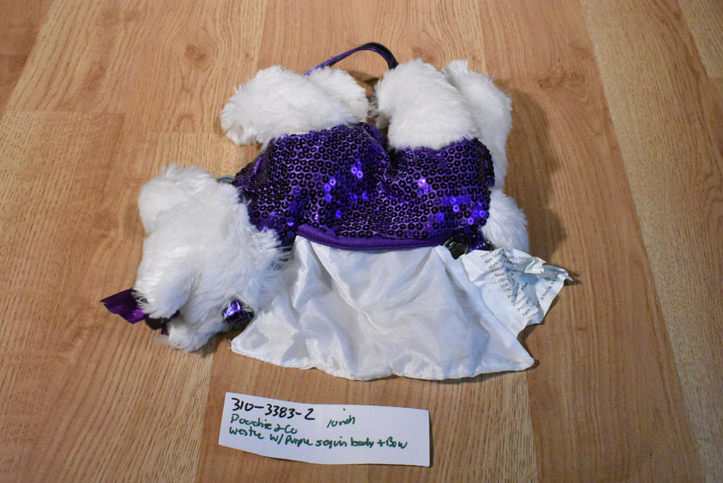 Poochie and Co. Westie Purple Sequins Plush Bag Purse