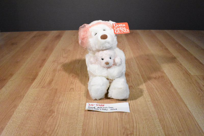 Gund Momma's Love White Bear and Baby Plush