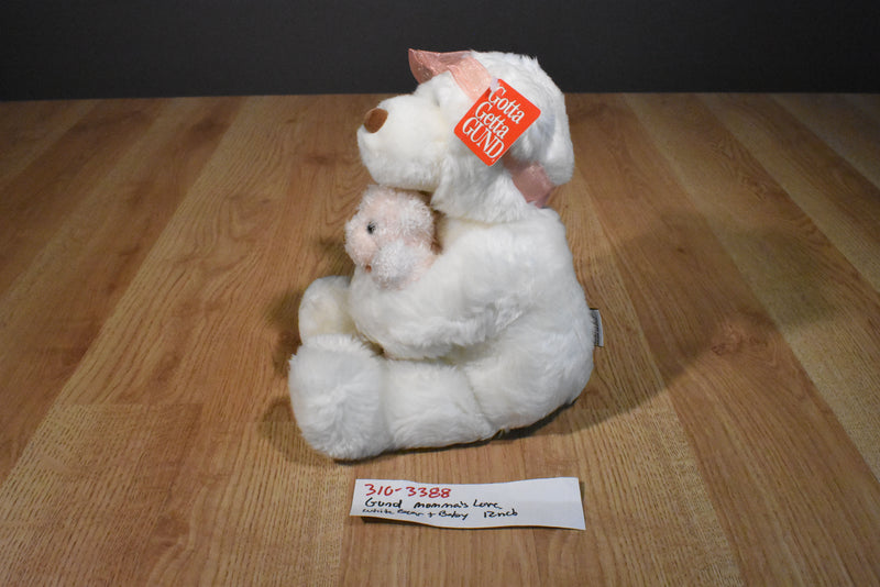 Gund Momma's Love White Bear and Baby Plush