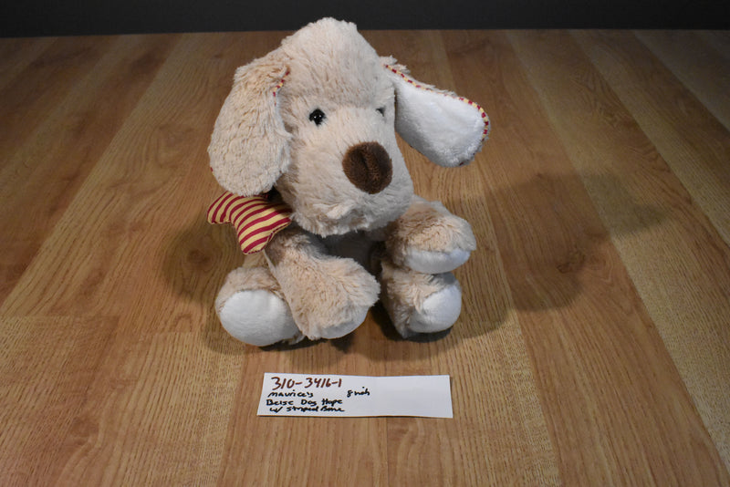 Maurices Hope Tan Beige Dog with Red Striped Bone 2012 Beanbag Plush