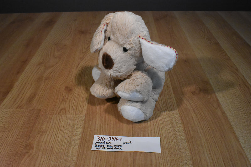 Maurices Hope Tan Beige Dog with Red Striped Bone 2012 Beanbag Plush