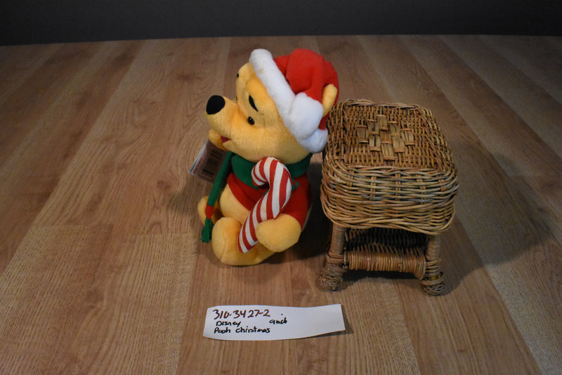 Mattel Disney Christmas Pooh With Candy Cane 1998 Plush
