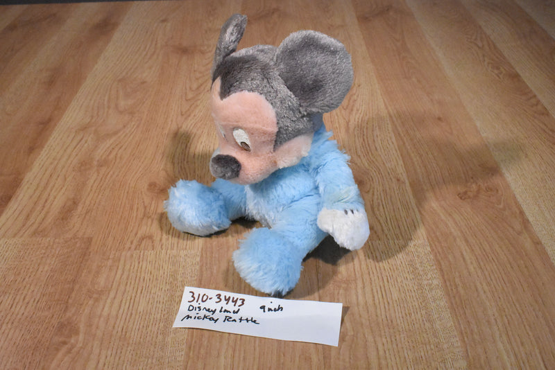 Disney Parks Baby Mickey Mouse Blue Rattle Plush