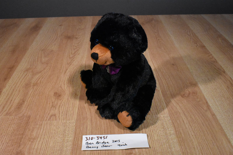 Ben Bridge Benny the Black Bear With Purple Bow 2015 Beanbag Plush