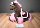 TOBY NYC Brown & Pink "Take Me Everywhere" Horse Bag Purse Plush