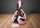 TOBY NYC Brown & Pink "Take Me Everywhere" Horse Bag Purse Plush