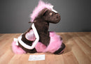 TOBY NYC Brown & Pink "Take Me Everywhere" Horse Bag Purse Plush