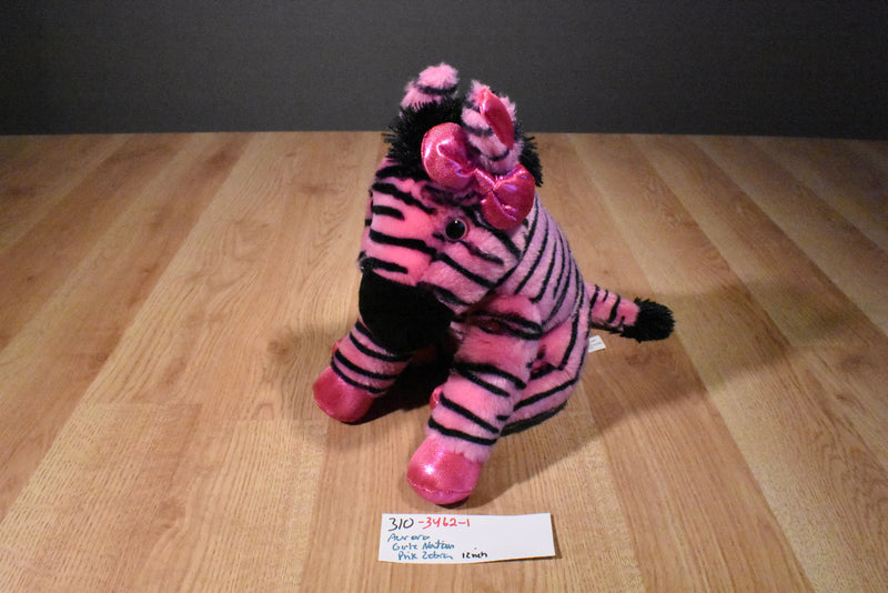 Aurora Girlz Nation Pink and Black Zebra Beanbag Plush with Pink Bow