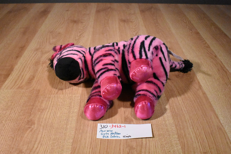 Aurora Girlz Nation Pink and Black Zebra Beanbag Plush with Pink Bow