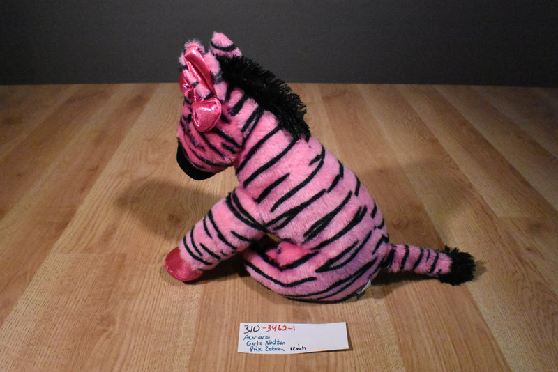 Aurora Girlz Nation Pink and Black Zebra Beanbag Plush with Pink Bow