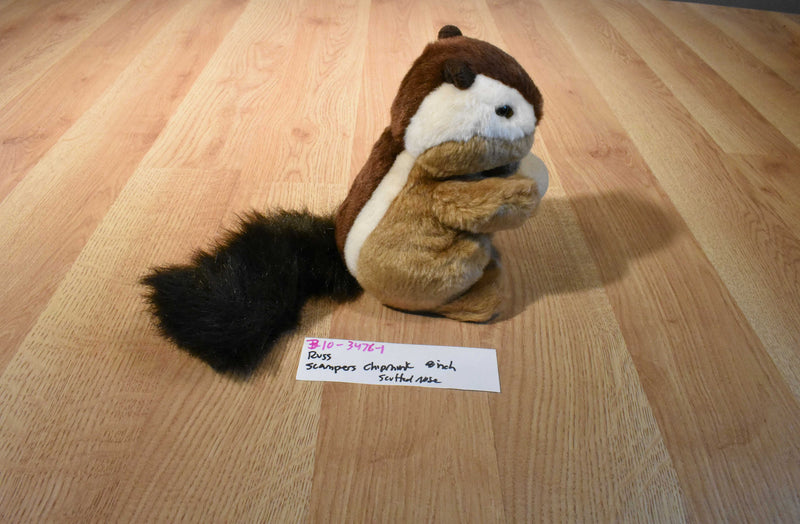Russ Scampers the Chipmunk Beanbag Plush With an Acorn