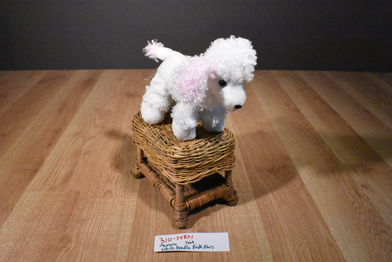 Aurora White and Pink Poodle Beanbag Plush