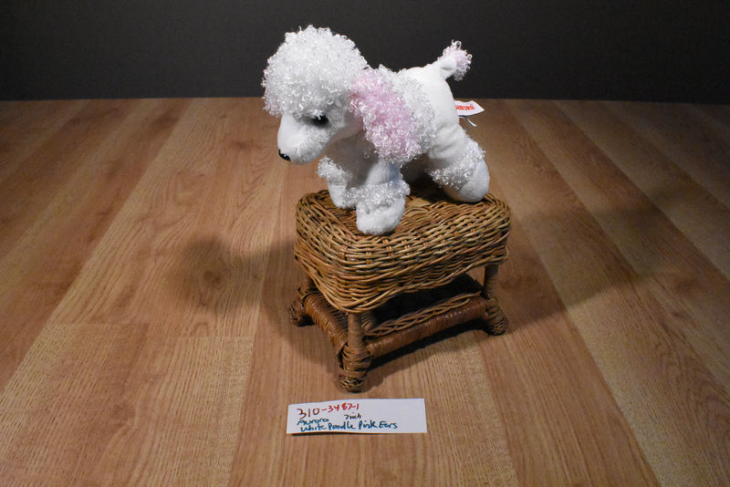 Aurora White and Pink Poodle Beanbag Plush