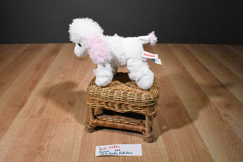 Aurora White and Pink Poodle Beanbag Plush