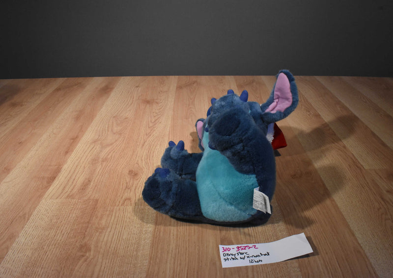 Disney Store Blue Stitch Plush Wearing a Red Stocking Hat