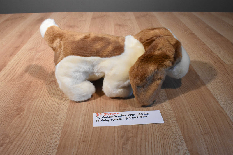 Ty Beanie Buddy 1998 and Baby 1997 Tracker Basset Hound Beanbag Plush