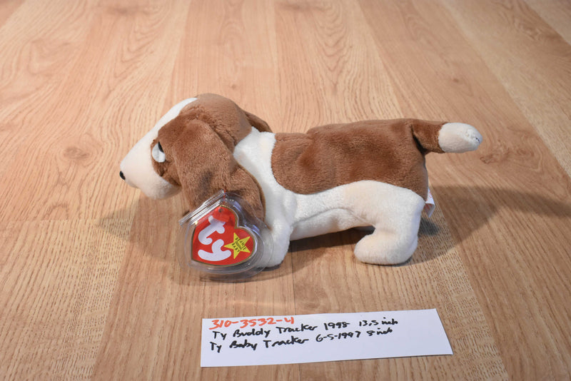 Ty Beanie Buddy 1998 and Baby 1997 Tracker Basset Hound Beanbag Plush
