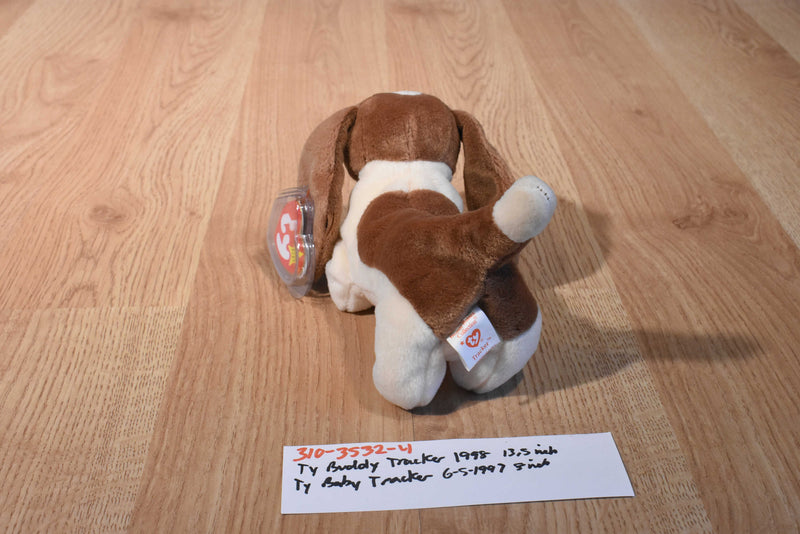 Ty Beanie Buddy 1998 and Baby 1997 Tracker Basset Hound Beanbag Plush