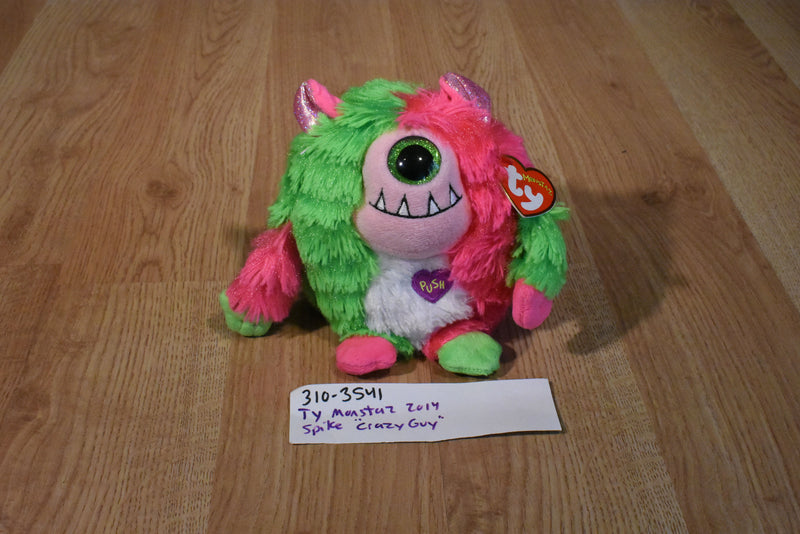 Ty Monstaz Spike Pink and Green Monster 2014 Beanbag Plush With No Sound