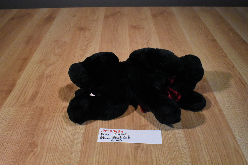 Russ Ginger the Black Lab with Red Bow Beanbag Plush