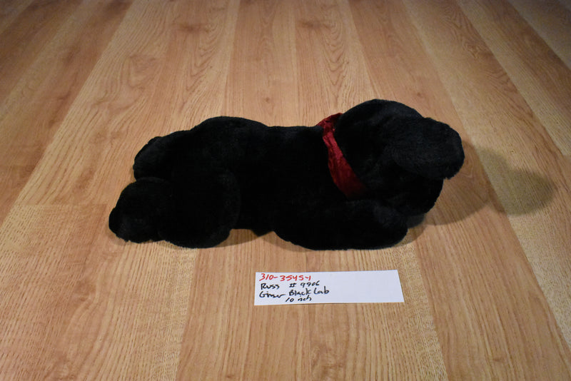 Russ Ginger the Black Lab with Red Bow Beanbag Plush