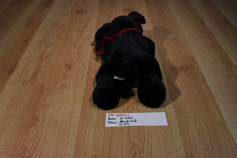 Russ Ginger the Black Lab with Red Bow Beanbag Plush