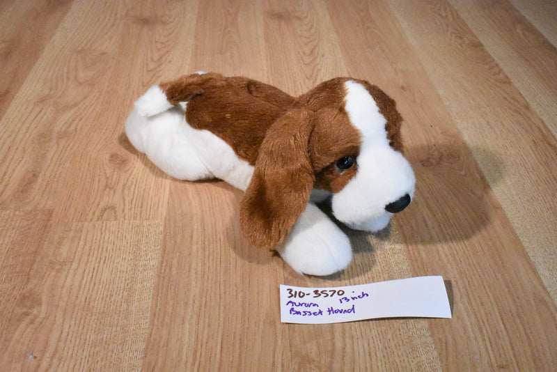Aurora Flopsies Brown and White Basset Hound Beanbag Plush