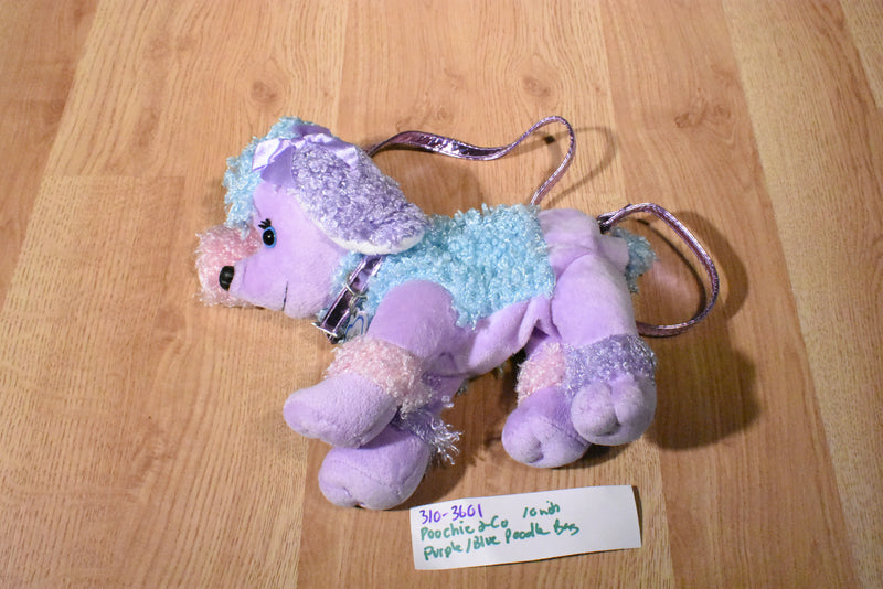 Poochie and Co. Purple Blue and Pink Poodle Plush Bag Purse