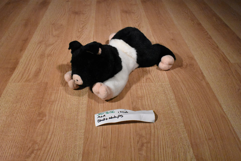 A&A Black and White Pig Beanbag Plush