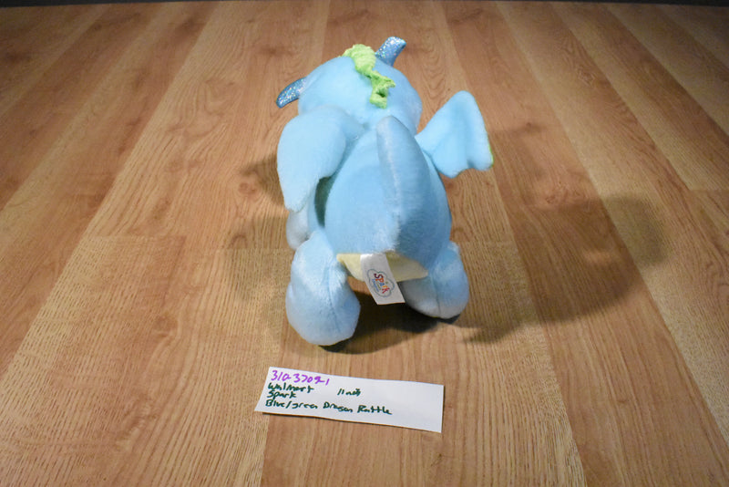 Wal-Mart Spark Create Imagine Blue Green Dragon Rattle Plush