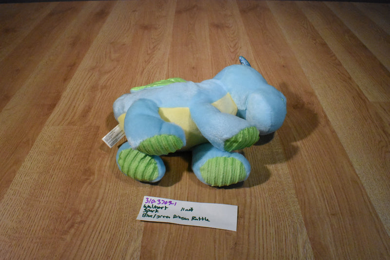 Wal-Mart Spark Create Imagine Blue Green Dragon Rattle Plush