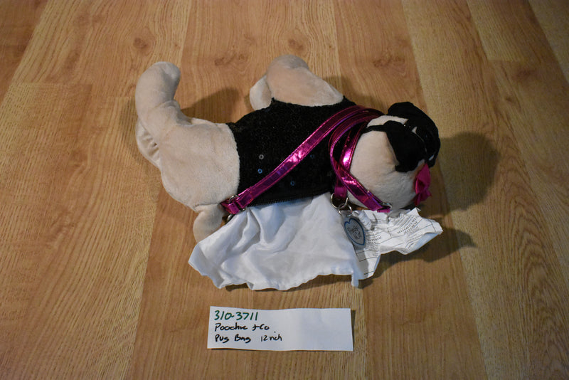 Poochie and Co. Pug Black Sequins Plush Bag Purse