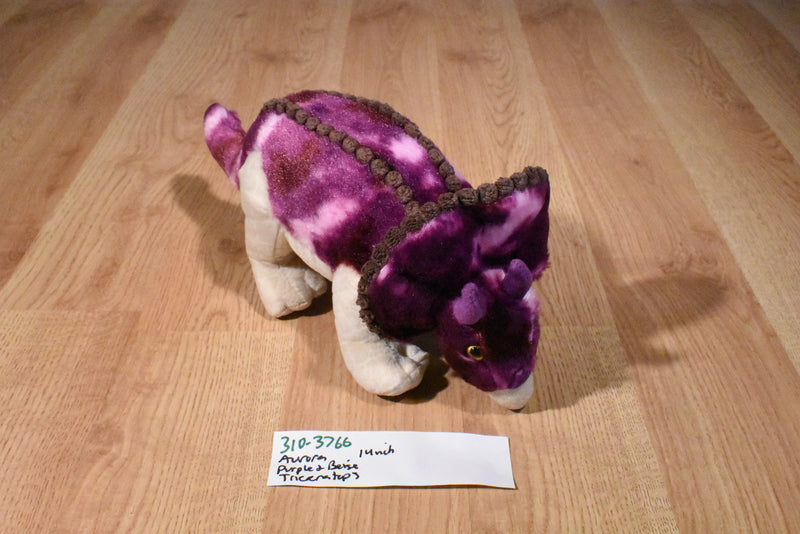Aurora Purple and Beige Triceratops Plush