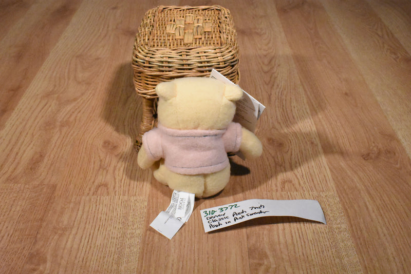 Disney Store Classic Pooh in Pink Sweater Beanbag Plush