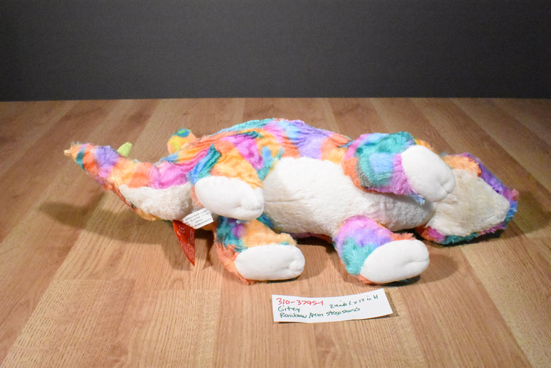 Gitzy Neon Rainbow Stegosaurus Dinosaur Plush