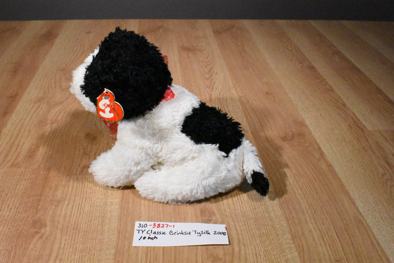 Ty Classic Brinksie White and Black Spaniel Dog 2005 Beanbag Plush