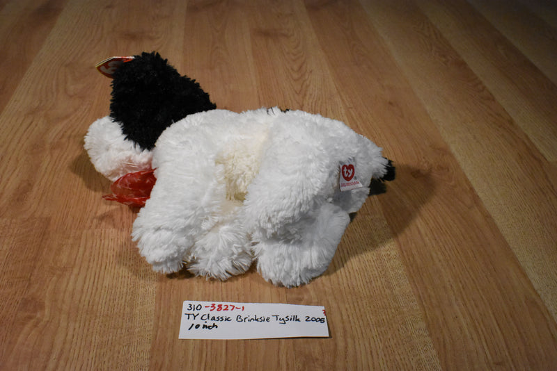 Ty Classic Brinksie White and Black Spaniel Dog 2005 Beanbag Plush