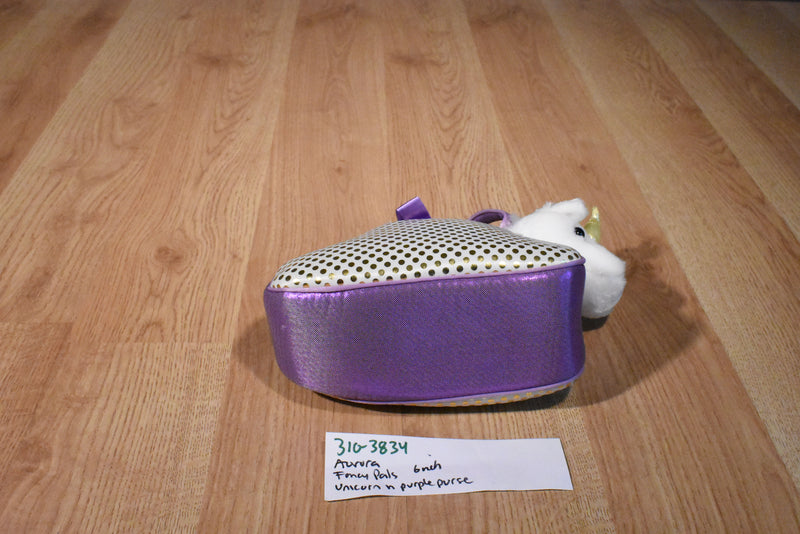 Aurora Fancy Pals White Unicorn Plush in a Bag Carrier Purse