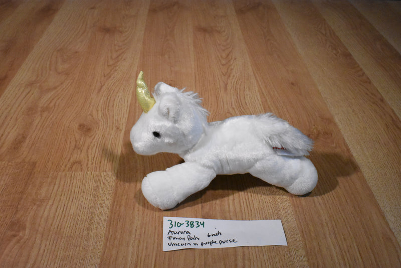 Aurora Fancy Pals White Unicorn Plush in a Bag Carrier Purse