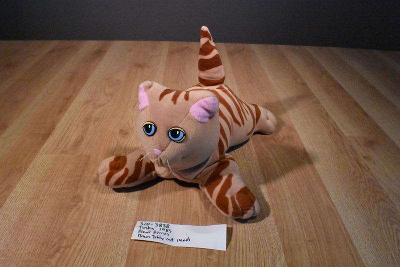 Tonka Pound Purries Brown Tabby Cat 1985 Plush with Blue Eyes