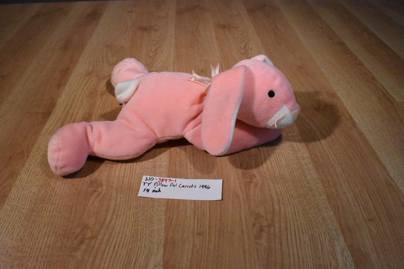 Ty Pillow Pals Carrots Peach/Pink Bunny Rabbit 1996 Plush