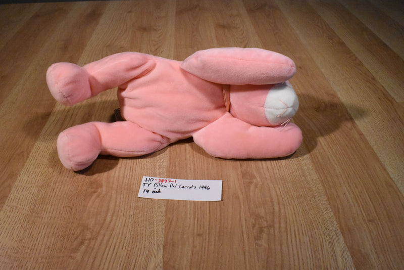 Ty Pillow Pals Carrots Peach/Pink Bunny Rabbit 1996 Plush