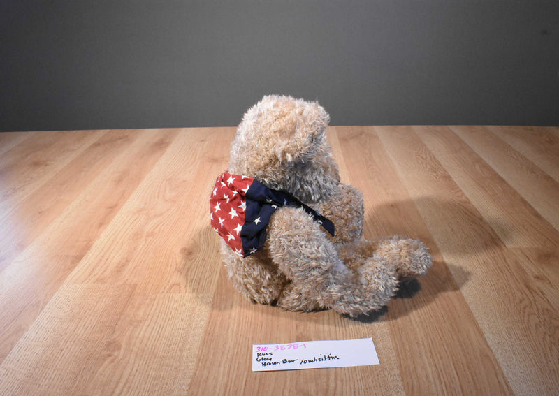 Russ Glory Beige Bear Beanbag Plush With Red/Blue Bandana with Stars