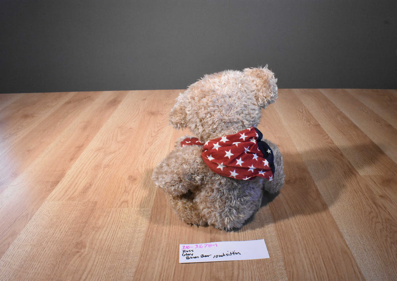Russ Glory Beige Bear Beanbag Plush With Red/Blue Bandana with Stars