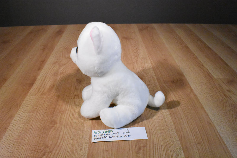 Ty Classic Pearl White Cat With Blue Eyes 2015 Beanbag Plush