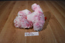 Dan Dee Pink and White Valentines Puppy Dog Beanbag Plush with Pink Heart Bow