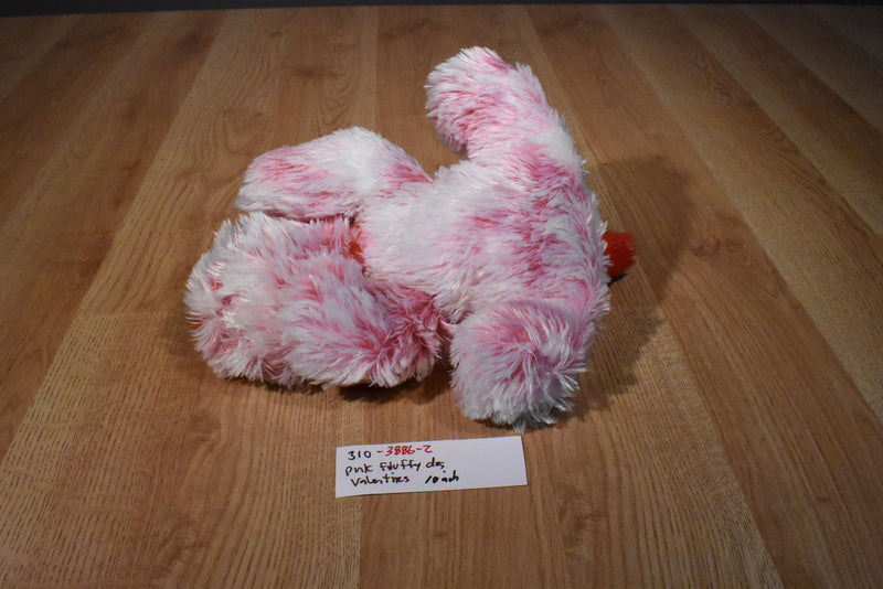 Dan Dee Pink and White Valentines Puppy Dog Beanbag Plush with Pink Heart Bow